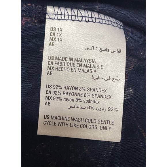 NEW! Style & CO Women's Flip Flop Blue Floral Cold Shoulder Dress Size 1X - Picture 10 of 11